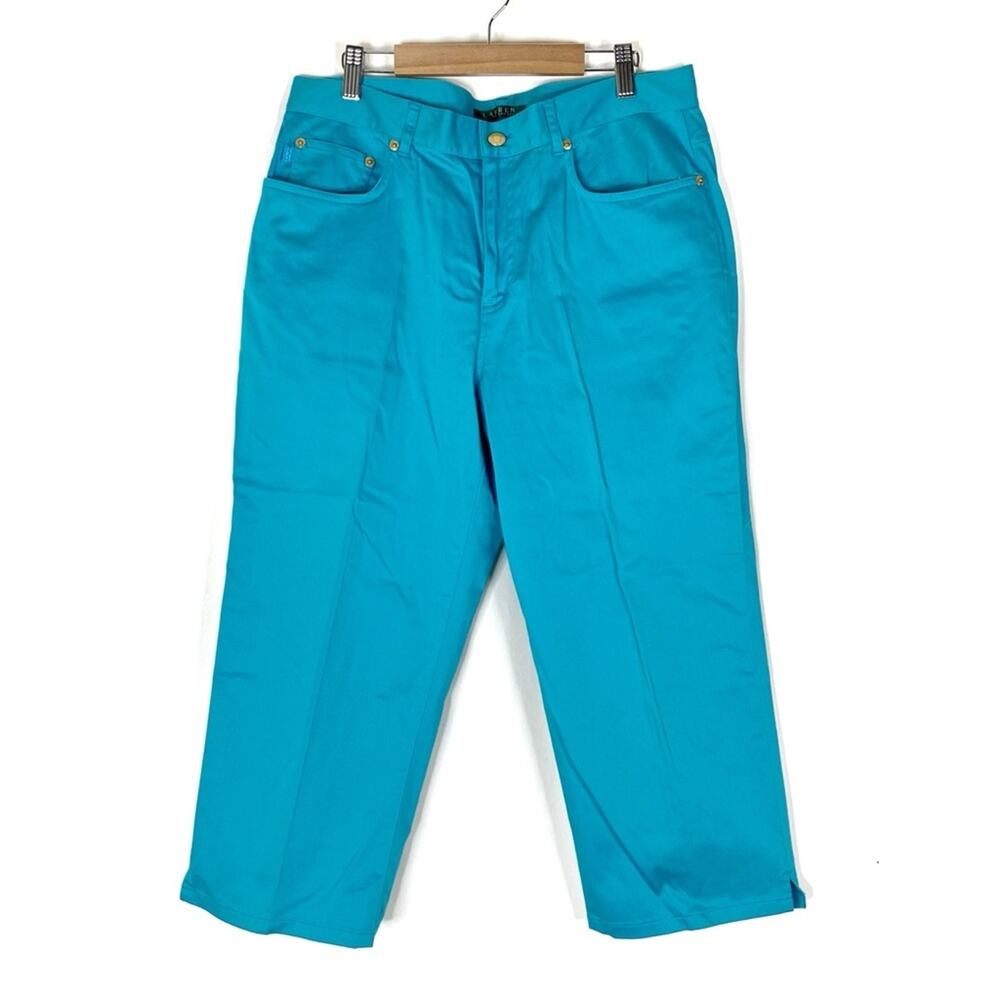 Lauren Ralph Lauren Bright Blue Cotton Capri Chino Pants Womens 10